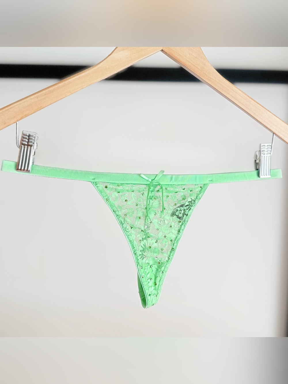 Y2K Victoria's Secret Sexy Little Things Mint Green Lace low rise Thong V string